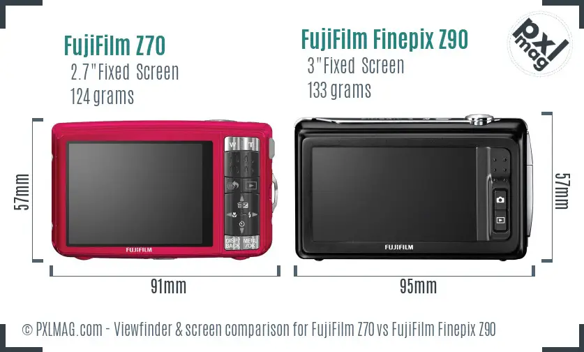 FujiFilm Z70 vs FujiFilm Finepix Z90 Screen and Viewfinder comparison