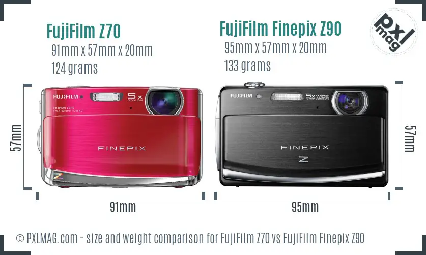 FujiFilm Z70 vs FujiFilm Finepix Z90 size comparison