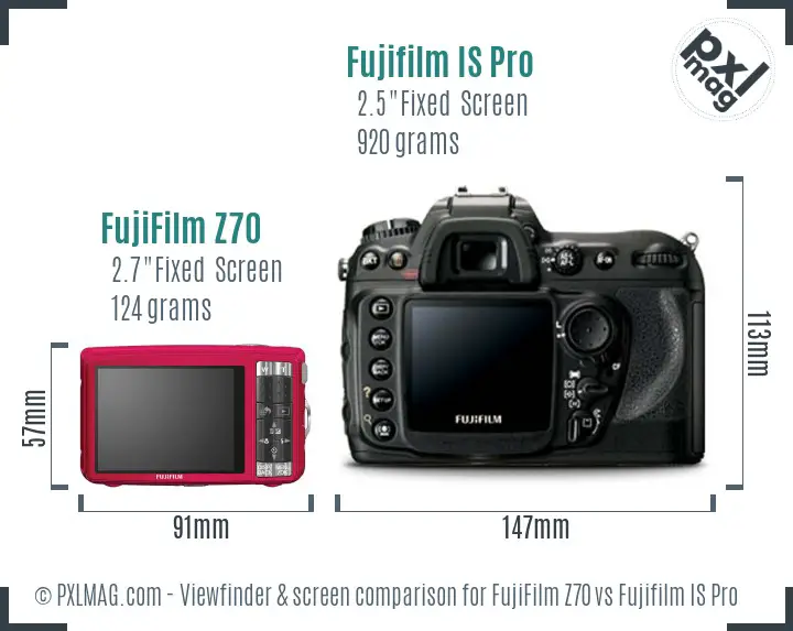 FujiFilm Z70 vs Fujifilm IS Pro Screen and Viewfinder comparison