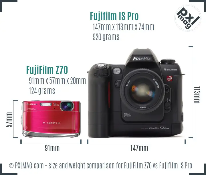 FujiFilm Z70 vs Fujifilm IS Pro size comparison