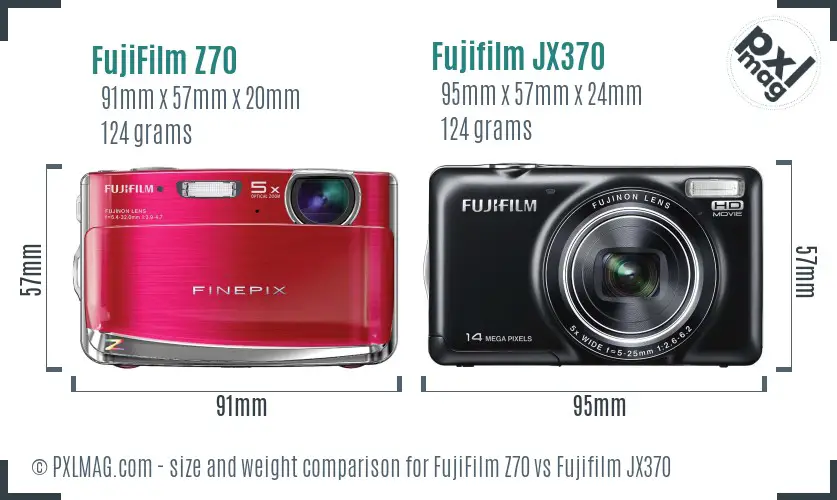FujiFilm Z70 vs Fujifilm JX370 size comparison