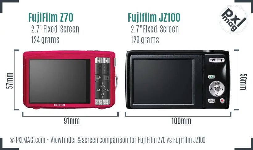 FujiFilm Z70 vs Fujifilm JZ100 Screen and Viewfinder comparison