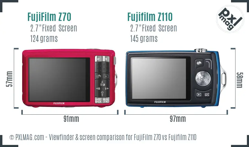 FujiFilm Z70 vs Fujifilm Z110 Screen and Viewfinder comparison