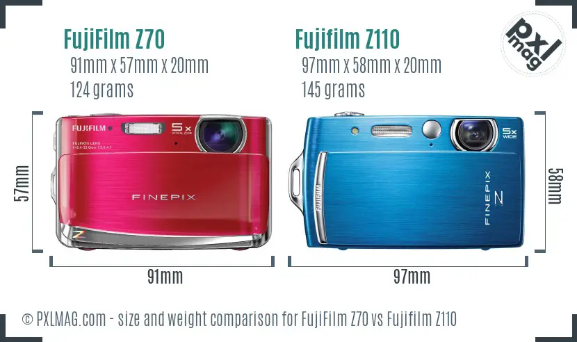 FujiFilm Z70 vs Fujifilm Z110 size comparison