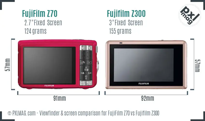 FujiFilm Z70 vs Fujifilm Z300 Screen and Viewfinder comparison