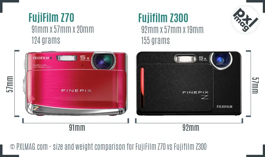 FujiFilm Z70 vs Fujifilm Z300 size comparison