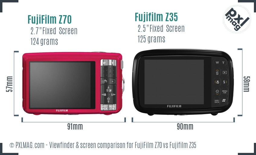 FujiFilm Z70 vs Fujifilm Z35 Screen and Viewfinder comparison