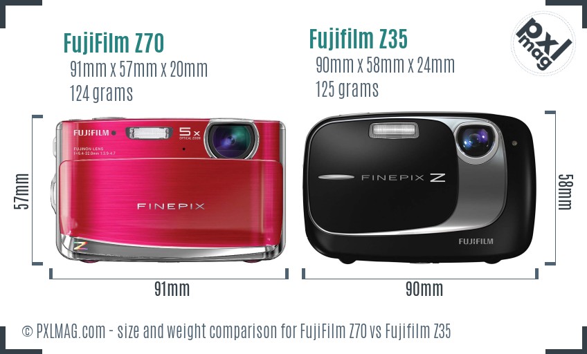 FujiFilm Z70 vs Fujifilm Z35 size comparison FujiFilm Z70 vs Fujifilm Z35 size comparison