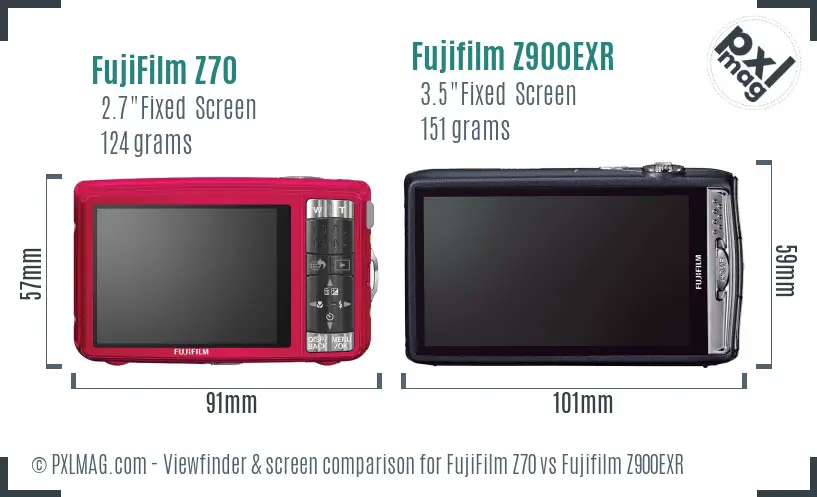 FujiFilm Z70 vs Fujifilm Z900EXR Screen and Viewfinder comparison