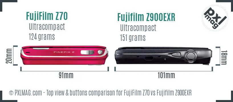 FujiFilm Z70 vs Fujifilm Z900EXR top view buttons comparison