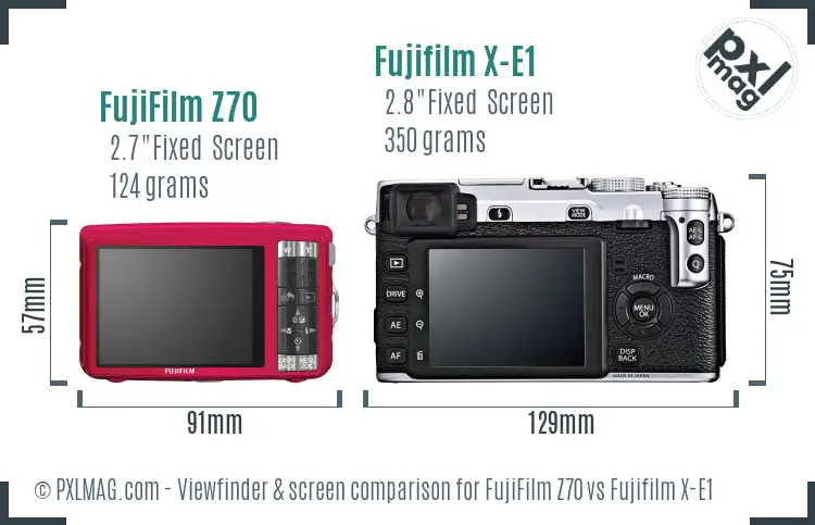FujiFilm Z70 vs Fujifilm X-E1 Screen and Viewfinder comparison
