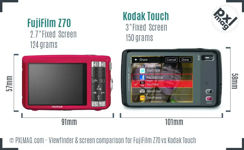 FujiFilm Z70 vs Kodak Touch Screen and Viewfinder comparison