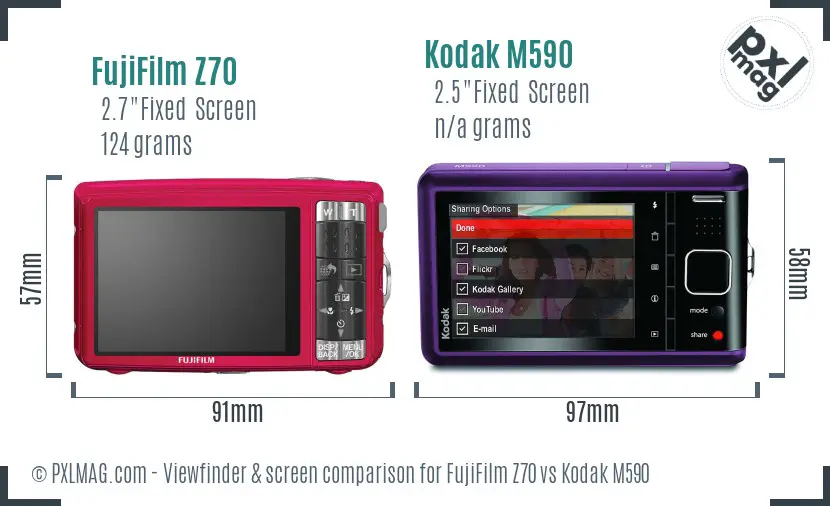 FujiFilm Z70 vs Kodak M590 Screen and Viewfinder comparison