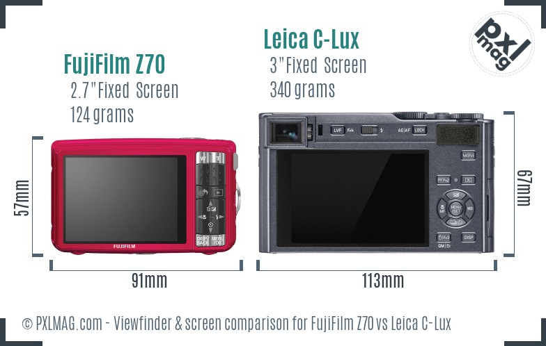 FujiFilm Z70 vs Leica C-Lux Screen and Viewfinder comparison