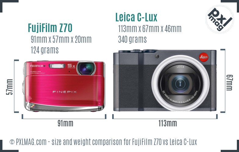 FujiFilm Z70 vs Leica C-Lux size comparison