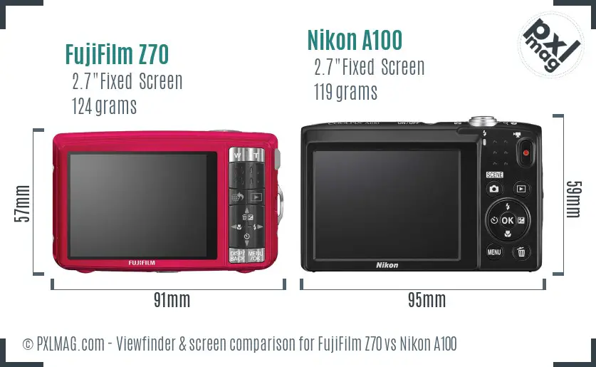 FujiFilm Z70 vs Nikon A100 Screen and Viewfinder comparison FujiFilm Z70 vs Nikon A100 Screen and Viewfinder comparison