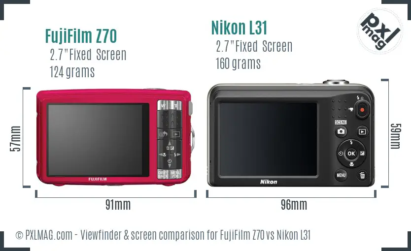 FujiFilm Z70 vs Nikon L31 Screen and Viewfinder comparison