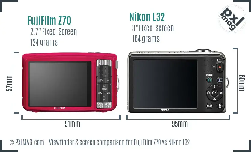 FujiFilm Z70 vs Nikon L32 Screen and Viewfinder comparison