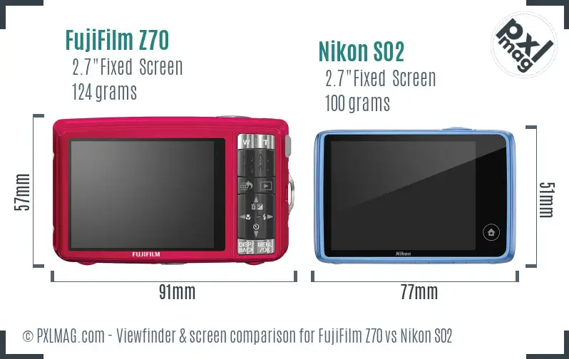 FujiFilm Z70 vs Nikon S02 Screen and Viewfinder comparison