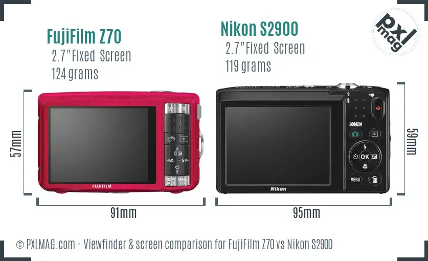 FujiFilm Z70 vs Nikon S2900 Screen and Viewfinder comparison