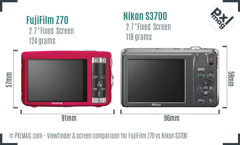 FujiFilm Z70 vs Nikon S3700 Screen and Viewfinder comparison FujiFilm Z70 vs Nikon S3700 Screen and Viewfinder comparison