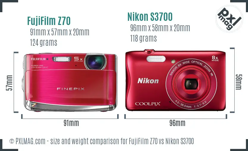 FujiFilm Z70 vs Nikon S3700 size comparison FujiFilm Z70 vs Nikon S3700 size comparison