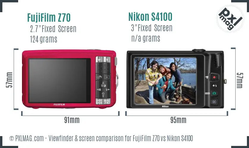 FujiFilm Z70 vs Nikon S4100 Screen and Viewfinder comparison FujiFilm Z70 vs Nikon S4100 Screen and Viewfinder comparison