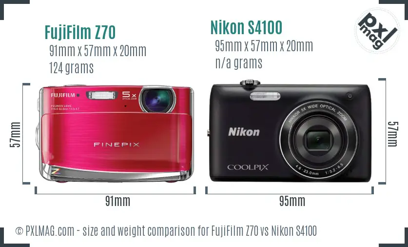 FujiFilm Z70 vs Nikon S4100 size comparison FujiFilm Z70 vs Nikon S4100 size comparison