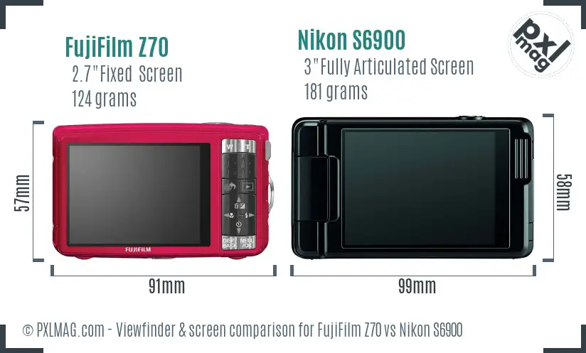 FujiFilm Z70 vs Nikon S6900 Screen and Viewfinder comparison