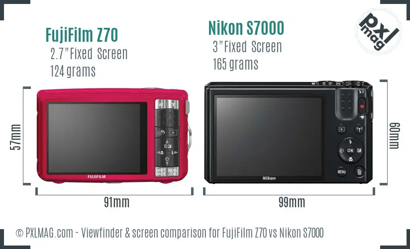 FujiFilm Z70 vs Nikon S7000 Screen and Viewfinder comparison FujiFilm Z70 vs Nikon S7000 Screen and Viewfinder comparison