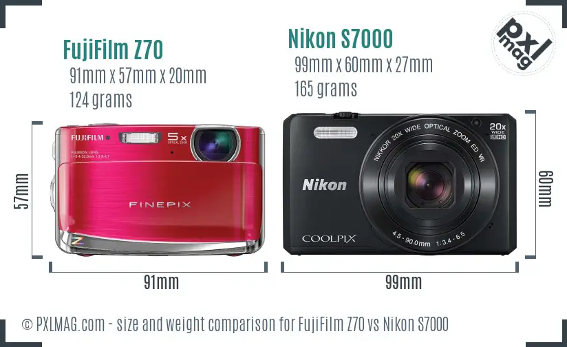 FujiFilm Z70 vs Nikon S7000 size comparison FujiFilm Z70 vs Nikon S7000 size comparison