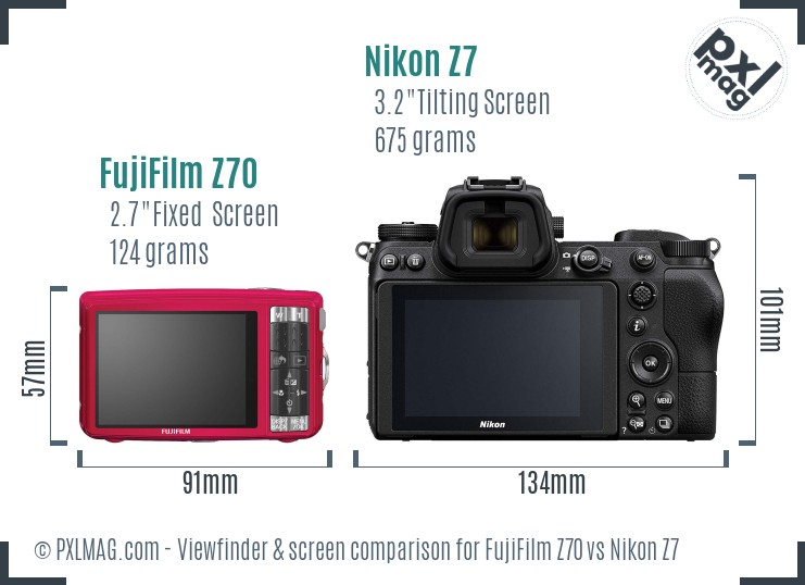 FujiFilm Z70 vs Nikon Z7 Screen and Viewfinder comparison