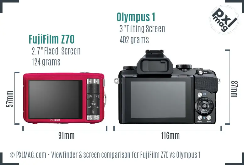 FujiFilm Z70 vs Olympus 1 Screen and Viewfinder comparison