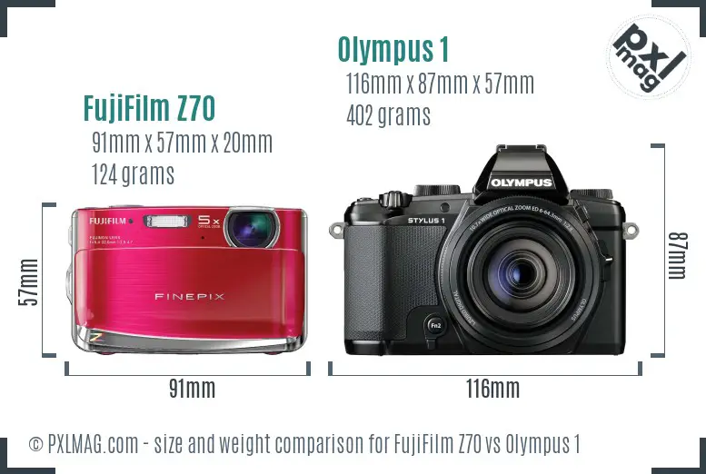 FujiFilm Z70 vs Olympus 1 size comparison