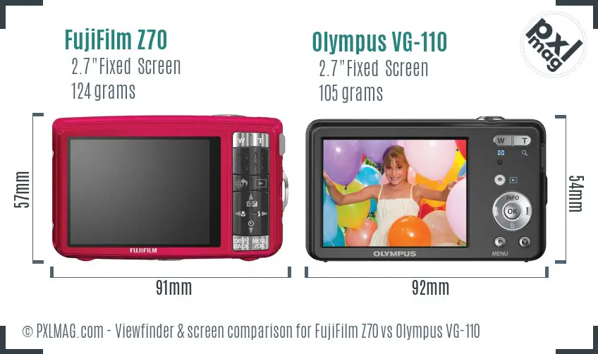 FujiFilm Z70 vs Olympus VG-110 Screen and Viewfinder comparison