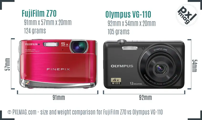 FujiFilm Z70 vs Olympus VG-110 size comparison