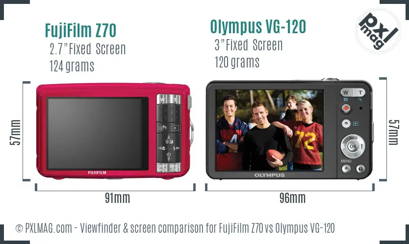 FujiFilm Z70 vs Olympus VG-120 Screen and Viewfinder comparison