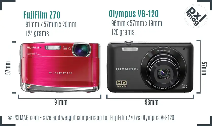 FujiFilm Z70 vs Olympus VG-120 size comparison