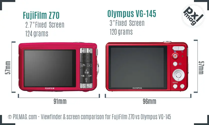 FujiFilm Z70 vs Olympus VG-145 Screen and Viewfinder comparison