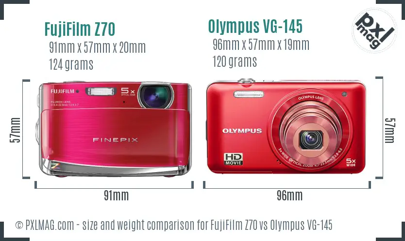 FujiFilm Z70 vs Olympus VG-145 size comparison