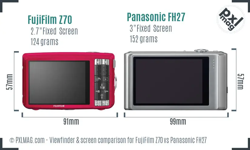 FujiFilm Z70 vs Panasonic FH27 Screen and Viewfinder comparison