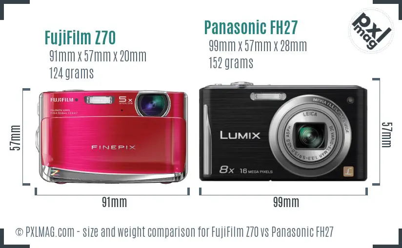 FujiFilm Z70 vs Panasonic FH27 size comparison