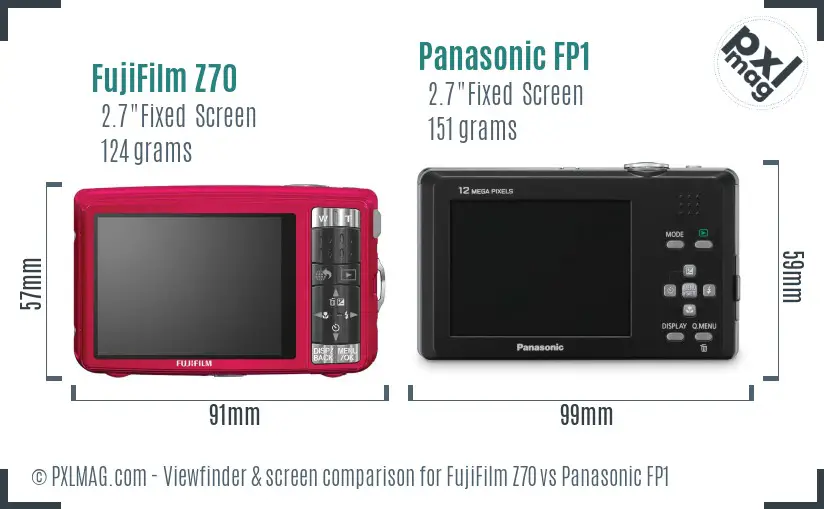 FujiFilm Z70 vs Panasonic FP1 Screen and Viewfinder comparison