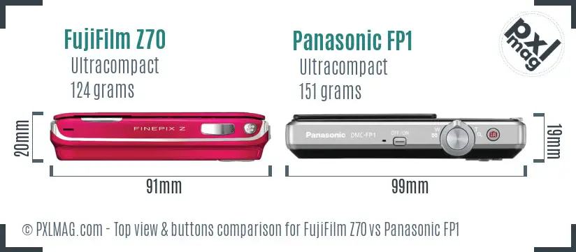 FujiFilm Z70 vs Panasonic FP1 top view buttons comparison