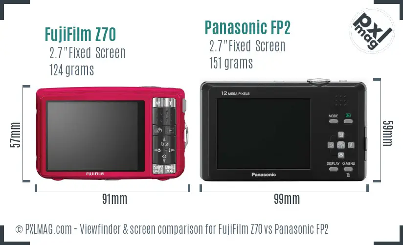 FujiFilm Z70 vs Panasonic FP2 Screen and Viewfinder comparison