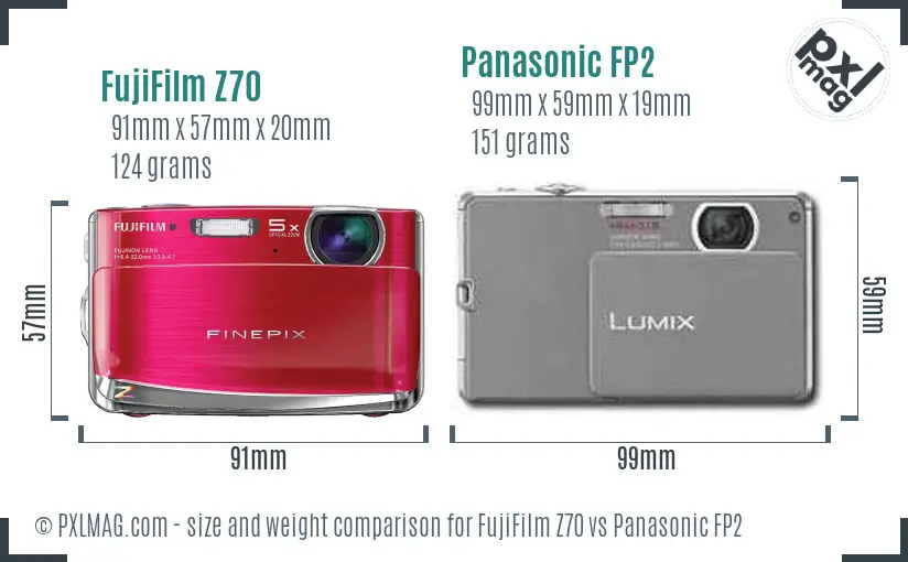 FujiFilm Z70 vs Panasonic FP2 size comparison