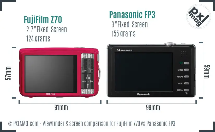 FujiFilm Z70 vs Panasonic FP3 Screen and Viewfinder comparison