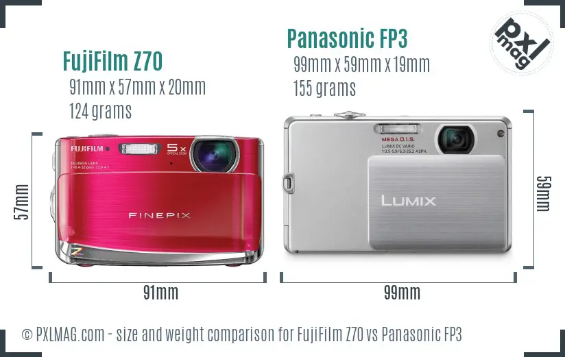 FujiFilm Z70 vs Panasonic FP3 size comparison