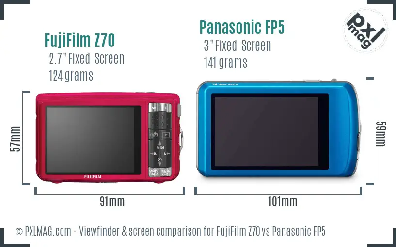 FujiFilm Z70 vs Panasonic FP5 Screen and Viewfinder comparison