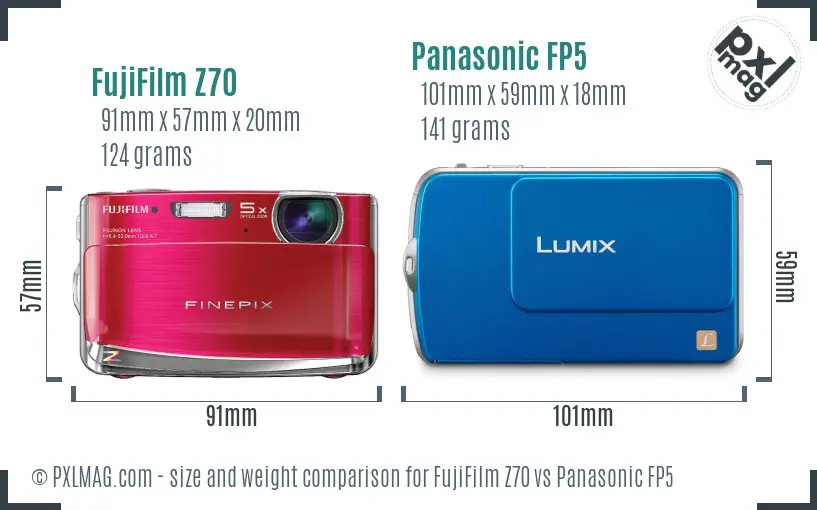 FujiFilm Z70 vs Panasonic FP5 size comparison